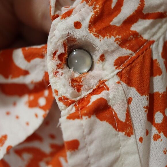 Kenneth Cole Reaction Orange and White Casual Shirt Tropical Pearl Snap LG - Picture 3 of 15